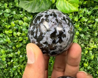 Mystic Merlinite Sphere | Indigo Gabbro, Grounding Crystal Ball Healing Gemstone 1 Pcs