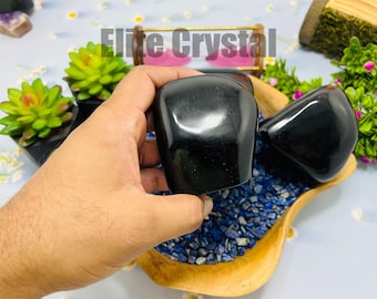 Polished Black Obsidian Freeform Crystal | Standalone Healing Obsidian Decor