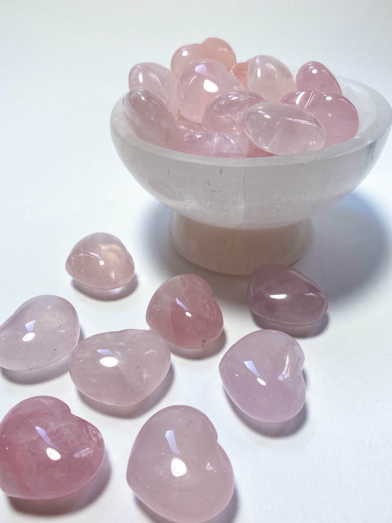 Bulk 1 Kg Rose Quartz Heart Rose Crystal Heart Rose Puffy Etsy