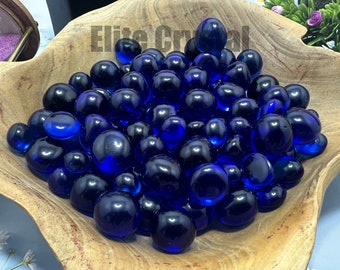 Bulk 5 Pcs Indigo Obsidian Tumbles | Blue Andara Volcanic Glass Tumbled