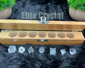 Bulk 3 Pcs Natural Clear Quartz Sacred Geometry Set, 7-Piece Crystal Kit.
