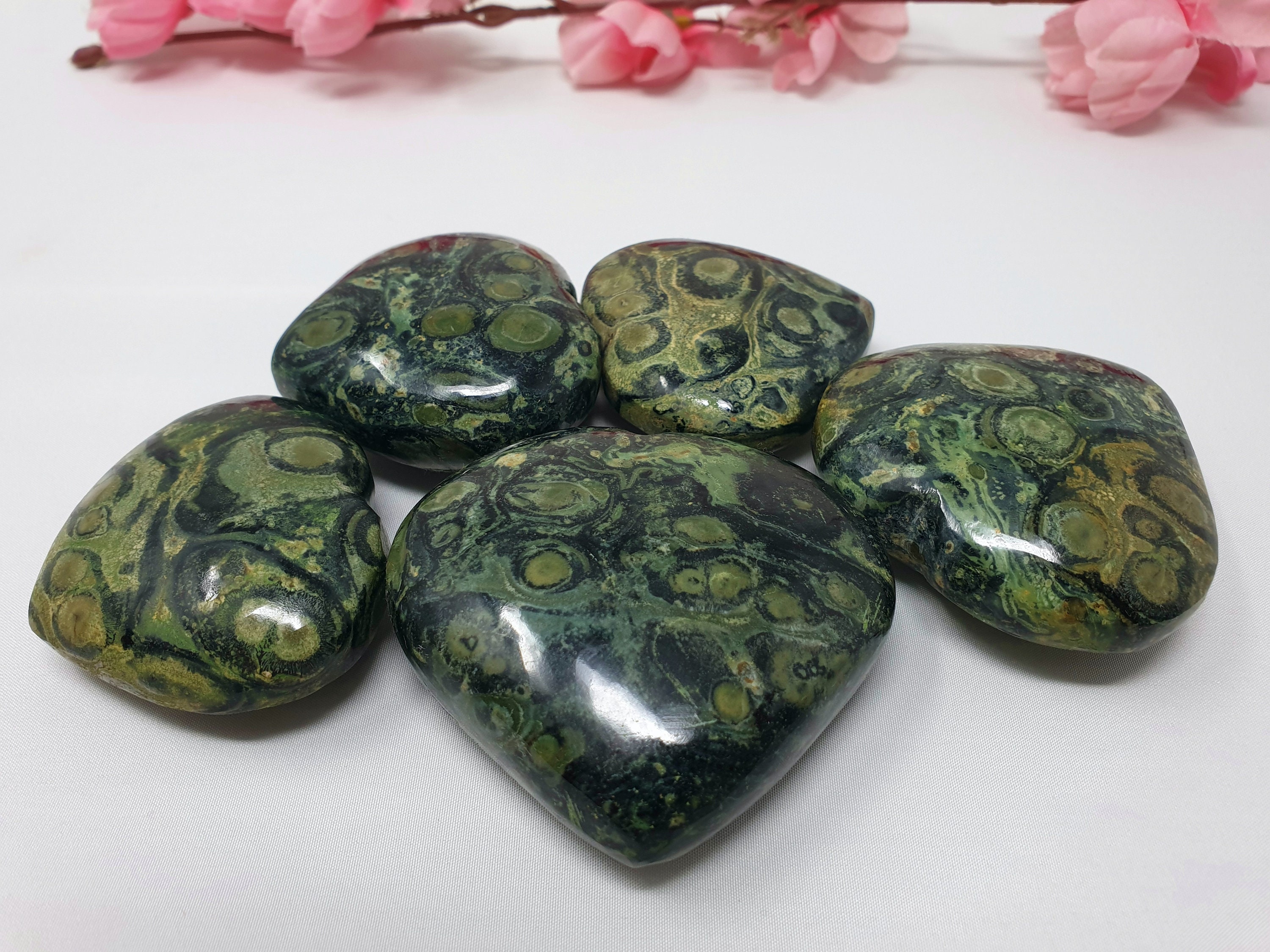 Bulk 1 Kg Kambaba Jasper Puffy Hearts | Kambaba Jasper Crystal Hearts| Carved Gemstones | Mind Calming Heart | Paperweight