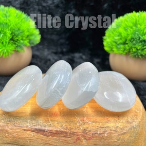 Bulk 1kg Selenite Palm Stones | Wholesale Selenite Worry Crystal Cabochons | Healing Gypsum Pocket Stones | Selenite Gemstone for Meditation