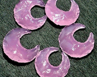 Bulk 5 Rose Quartz Opalite Crescent Moon Charms | Healing Crystals (25-35MM)