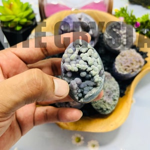 Rare Grape Agate Cluster Sphere Eggs | Purple Chalcedony Cluster | Grape Agate Egg | Blue Chalcedony Cluster Sphere Grape Agate Quartz