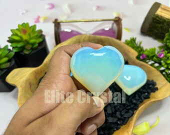 Shiny Opalite Crystal Glass Heart | Opal Gemstone Effect Heart