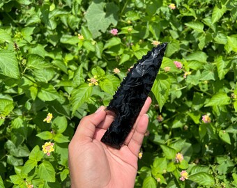 Handcrafted Black Obsidian Serrated Knife, Pagan Ritual Tool