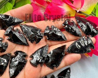 50 Pieces Obsidian Arrowhead | Black Obsidian Arrowhead in Bulk | Wholesale Obsidian Arrowheads | Gemstone Carving | Bulk Healing Crystals