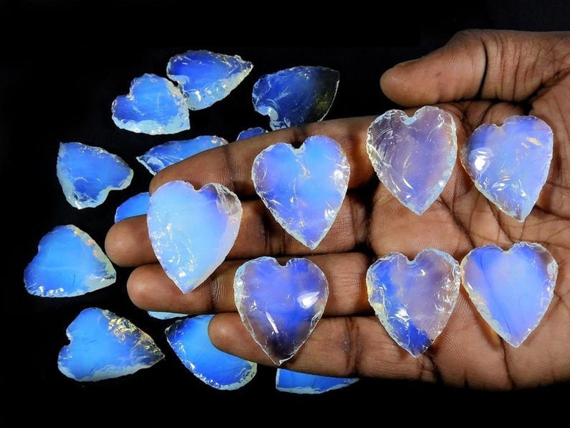 50 Pieces Opal Hearts Bulk Opal Heart Opal Moonstone | Etsy
