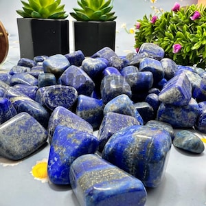 Bulk 1 Kg Lapis Lazuli Tumbled Stones | Natural Polished Lapis Lazuli Crystal for Third Eye & Throat Chakras | Blue Healing Gemstones Bulk