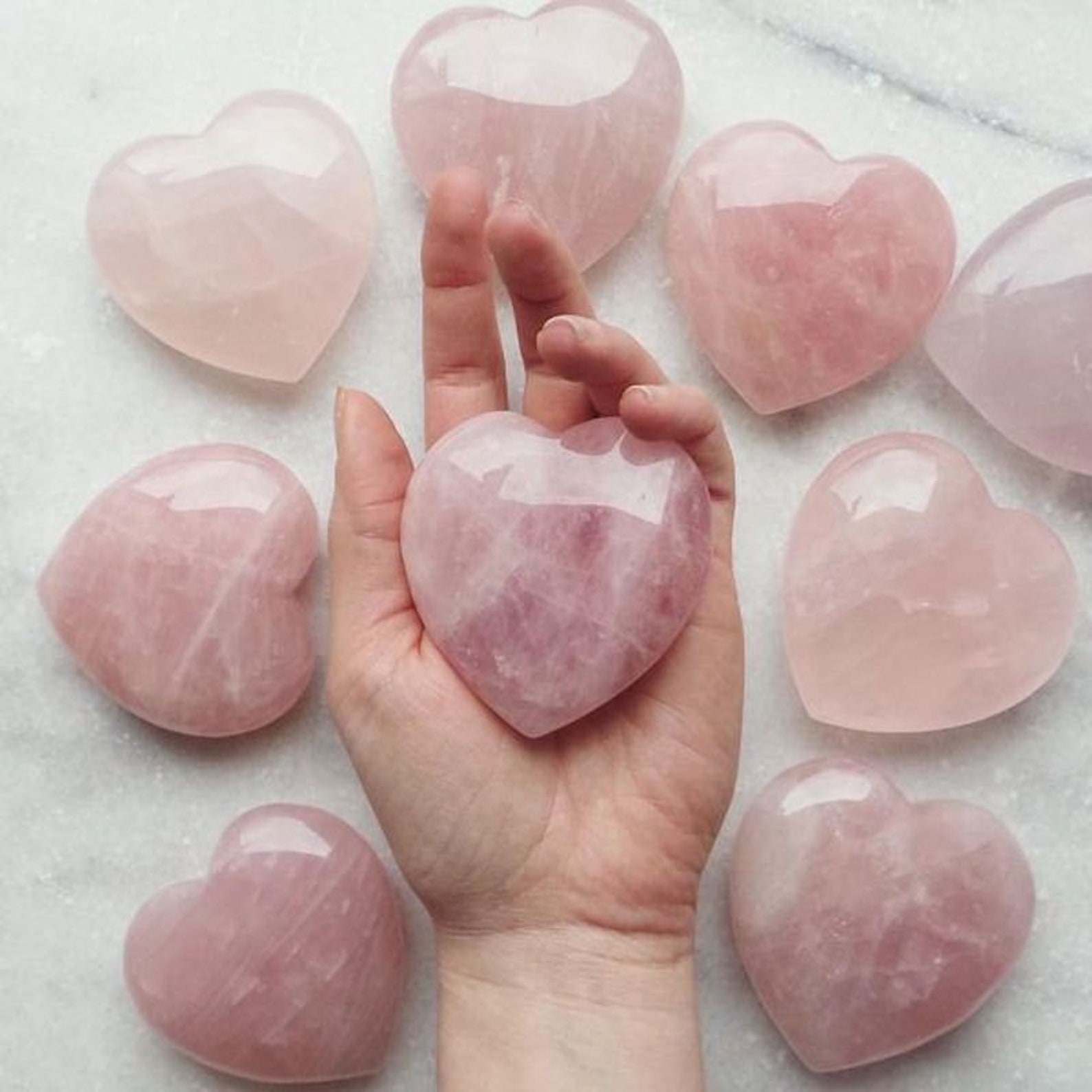 Bulk 1 Kg Rose Quartz Heart Rose Crystal Heart Rose Puffy Etsy
