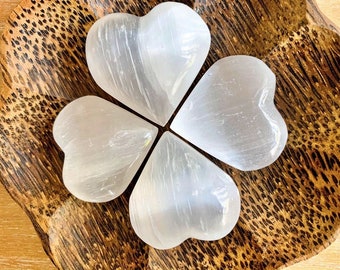 Bulk 1 Kg Selenite Hearts | Selenite Crystal Hearts | Selenite Puffy Hearts | Pocket Stone | Healing Heart Spiritual Gypsum | Heart Carving