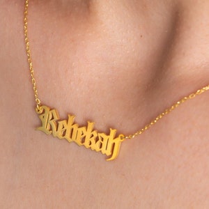Old English Name Necklace , Gothic Name Necklace , Old English Name Plate , Gothic Name Plate , Old English Font Jewelry, Old English Letter