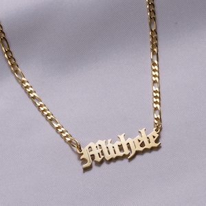 Old English Name Necklace Christmas Gift Gold necklace Gothic Name Necklace Name necklace Personalized Jewelry Black Friday Sale