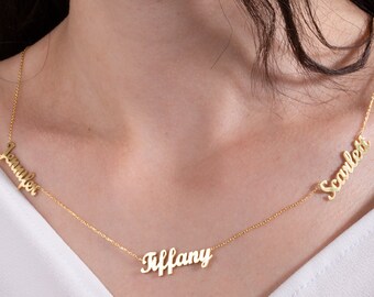 Personalized Triple Name Necklace , Family Necklace , Three Name Necklace , Multiple Name Necklace , Mother's Day Gifts , Personalized  Name