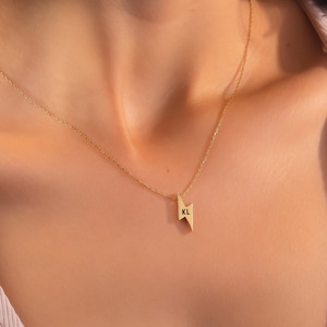 Custom Lightning Bolt Initial Necklace, Custom Engraving Bolt Necklace, Initial Bolt Pendant, Personalized Necklace, Mothers Day Gift