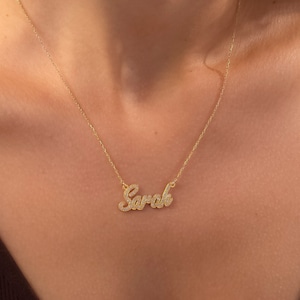 Personalized Pave Name Necklace, Custom Diamond Name Necklace, CZ Diamonds Jewelry, Block Name Necklace, Bridesmaid Gift, Gift for Mom