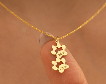 Collier prénom personnalisé avec empreintes de pattes, collier personnalisé petites pattes de chien, collier patte minimaliste, collier pour animal de compagnie, collier animal, cadeau de Noël