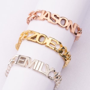Curb Chain Signet Ring , Gold Pinky Signet Ring , Curb Chain Name Ring , Curb Link Name Ring , Custom Name Ring , Bridesmaid Gifts ,Mom Gift