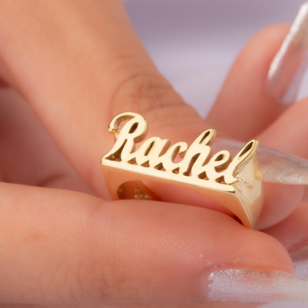 Personalized Name Ring - Cursive Font Name Ring - Custom Name Ring - Girlfriend Name Ring - Gold Name Ring - Mom Gift - Mother's Day Gifts