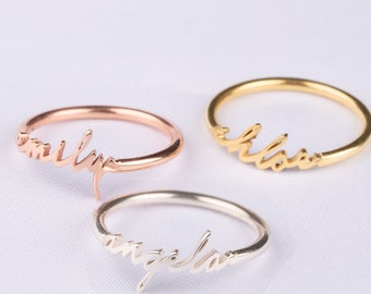 Custom Handwriting Name Ring - Personalized Name Ring - Stackable Name Rings - Mother Handwriting Name Ring - Mom Gift - Mother's Day Gifts