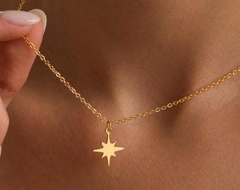 Tiny North Star Pendant Necklace, Celestial Necklace, Tiny Star Necklace, Gift for her, Christmas Gift , Black Friday Sale