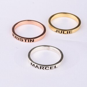 Custom Name Ring Custom Stacking Rings Skinny Custom Ring Bridesmaid Gift Baby Name Gift Mothers Gift Mother's Day Gifts image 5