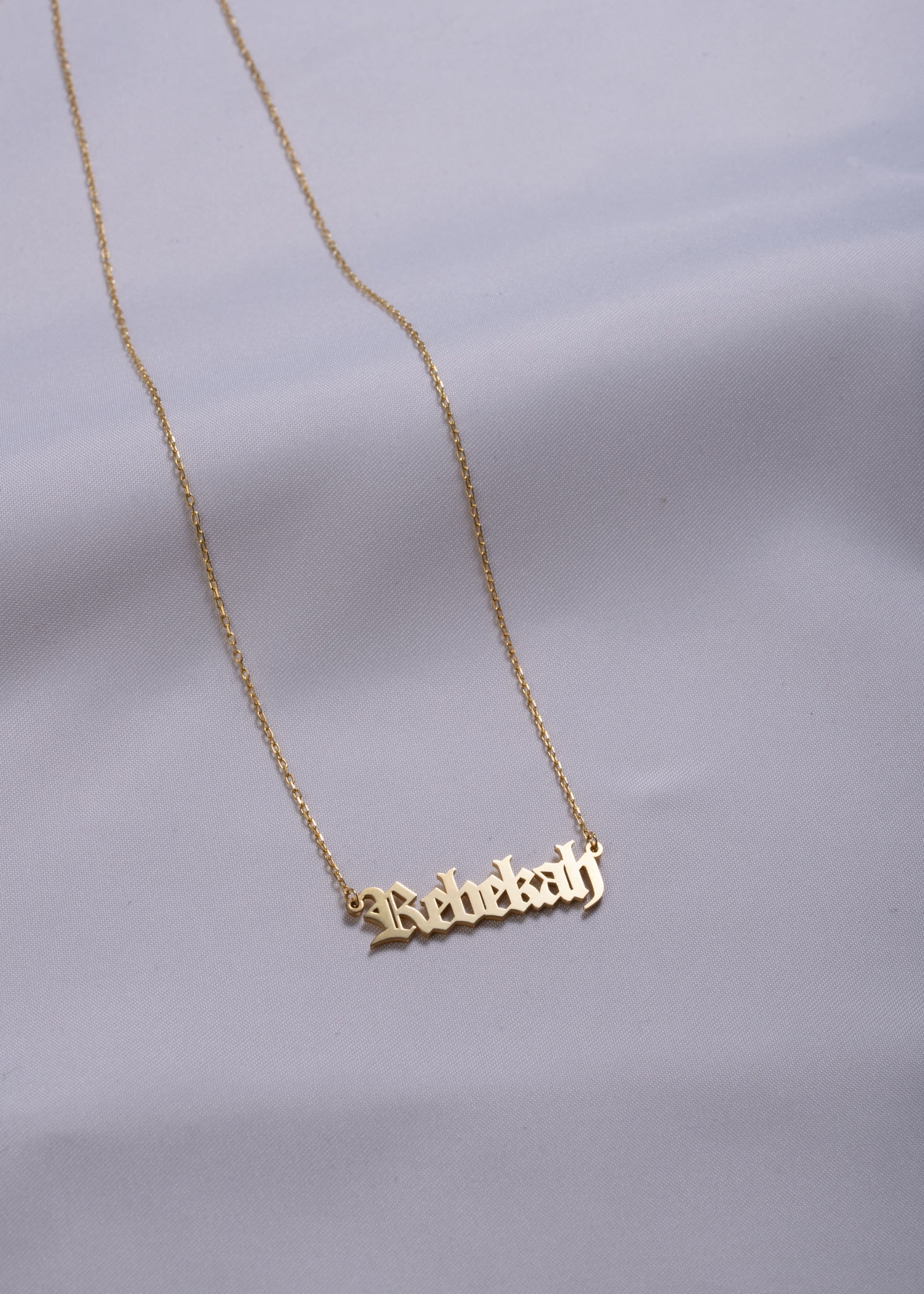 Old English Name Necklace Gothic Name Necklace Old English Etsy