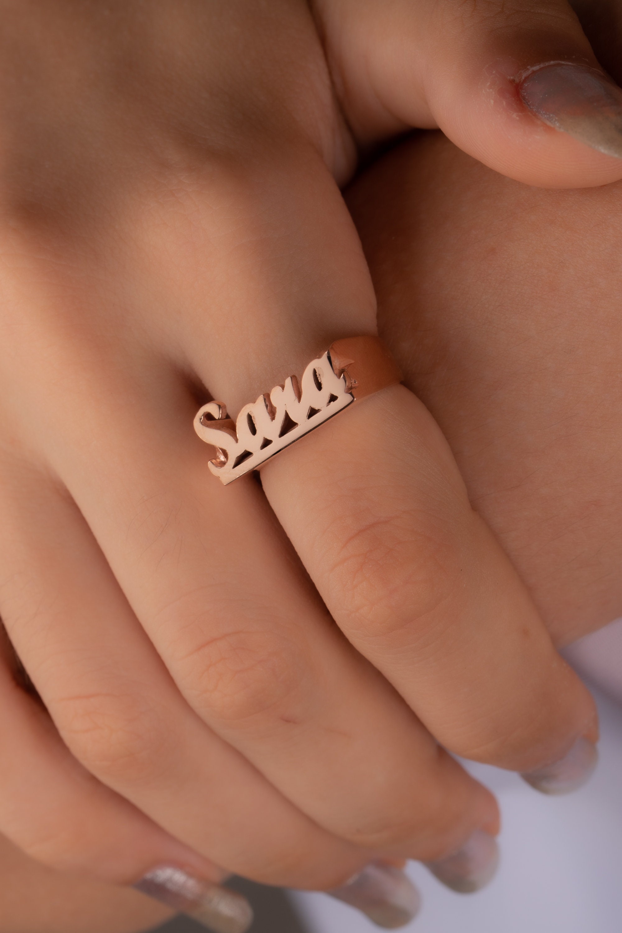 Anillo de nombre personalizado Anillo de nombre de fuente cursiva Anillo de nombre personalizado Anillo de nombre de novia Anillo de nombre de oro Regalo de mama Regalos del Dia de la