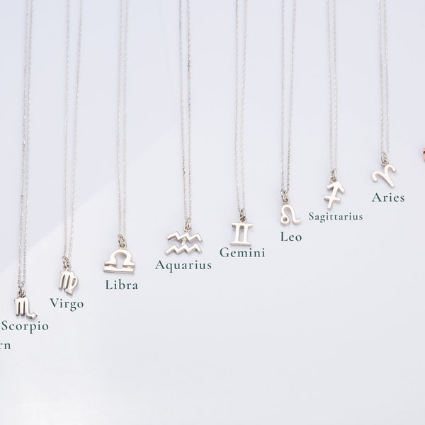 Tiny Zodiac Necklace, Horoscope Necklace, Star Sign Necklace, Thin Gold Chain, Constellation Necklace, Birthday Astrology Necklace