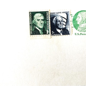 Una cartolina degli Stati Uniti contenente francobolli di Thomas Jefferson e Frank Lloyd Wright