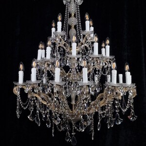 Traditional Antique 24 Candle Antique 45 Brass 3 Tier Chandelier
