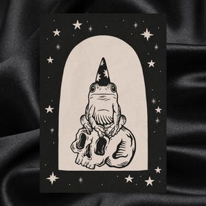 Magical Frog | A5 A4 Art Print Illustration Goth Grunge Witchy Skull Toad Whimsical Home Decor Wall Art