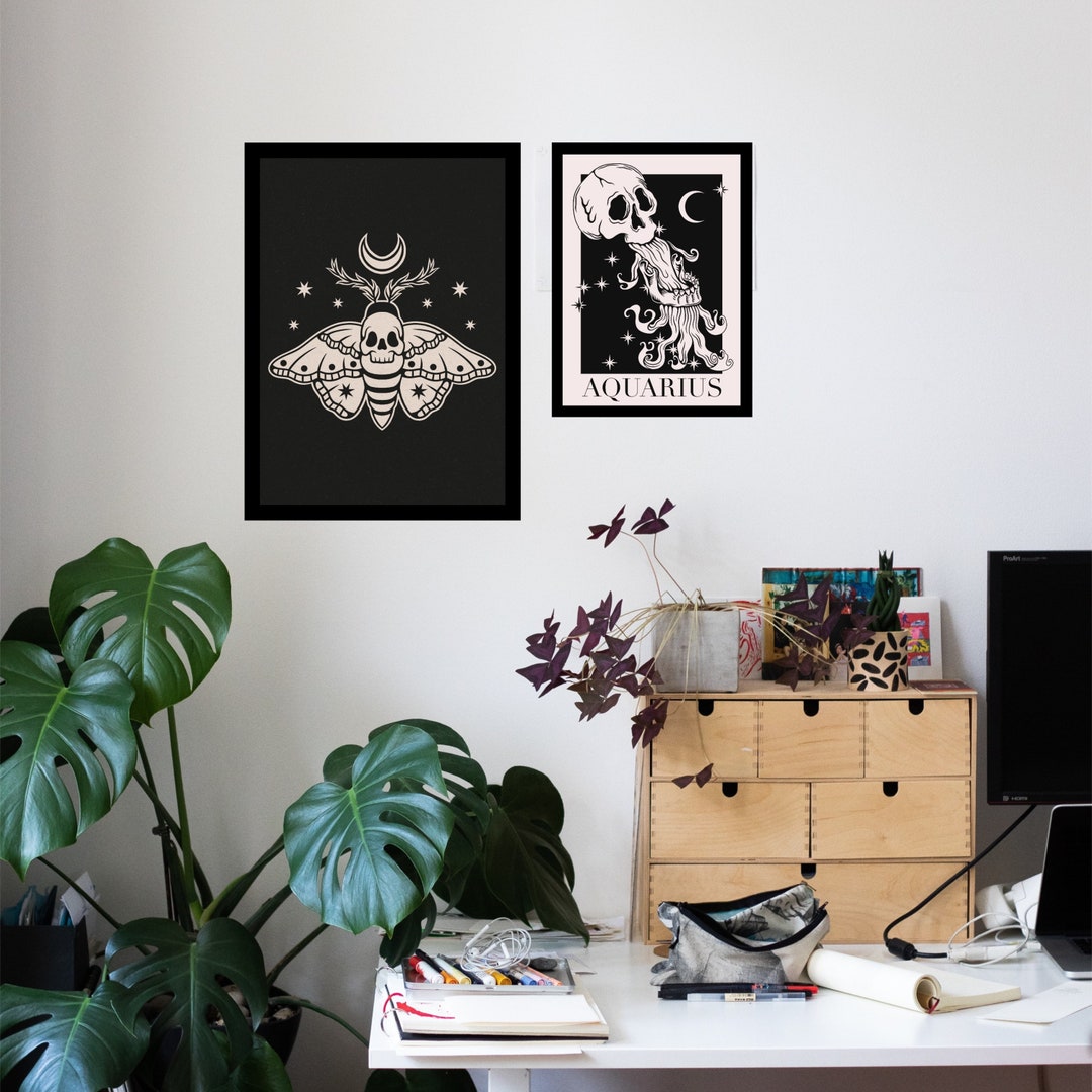 Death Moth | A5 A4 Art Print Illustration Goth Grunge Skull Black Home ...