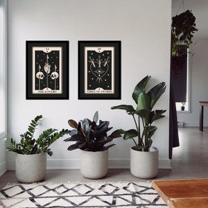 Die Liebenden | A5 A4 Kunstdruck Illustration Valentinstag Schädel Tarot Karte Schwarz Home Decor Wandkunst