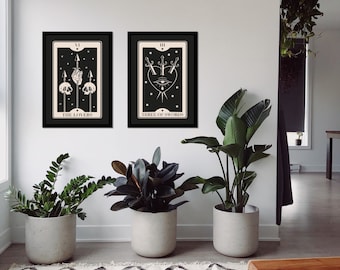 The Lovers Tarot Card Art Print: Skull Valentine's Day Decor