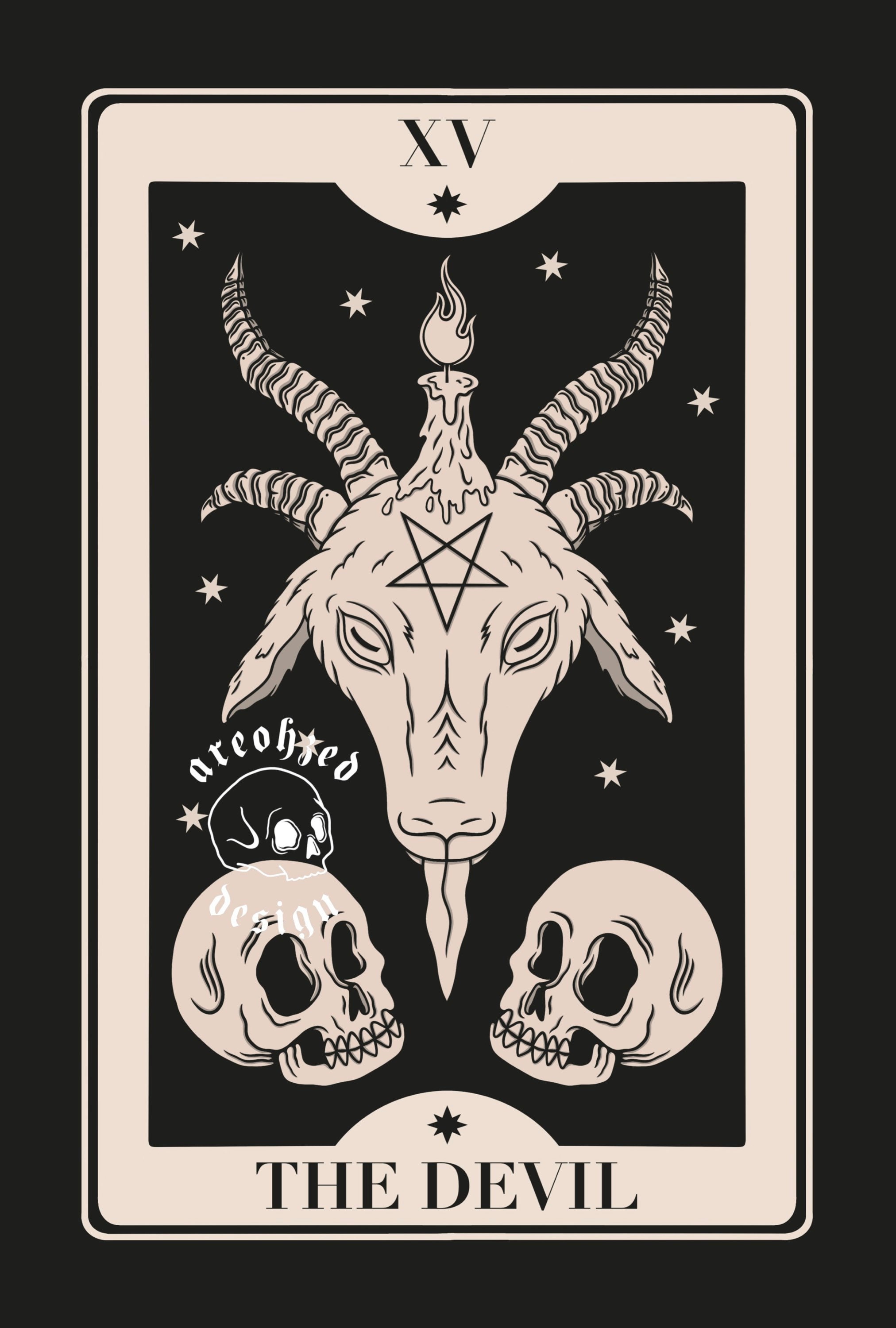 The Devil Tarot Card | A5 A4 Art Print Illustration Witchy Skulls