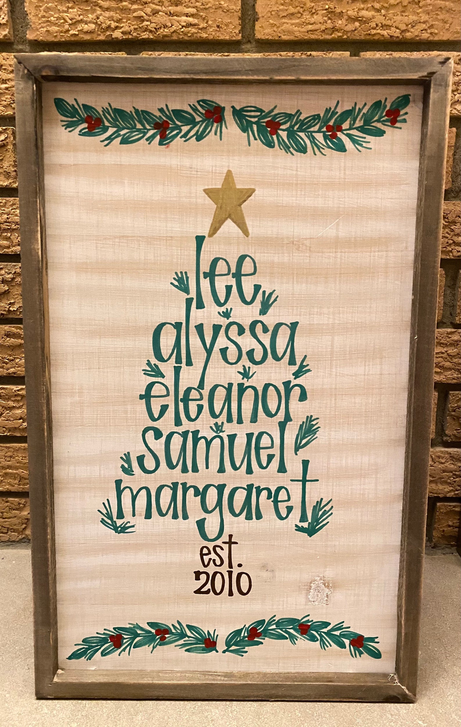 Christmas Tree Personalized Family Name Tree Custom Sign Etsy