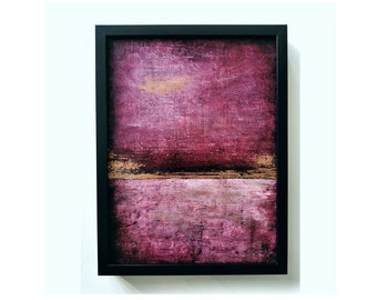 original crimson landscape painting with rose gold including frame| landscape original painting, modern abstract painting