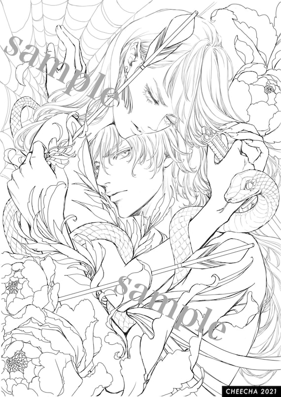 Crossing オリジナル塗り絵線画 Etsy Australia