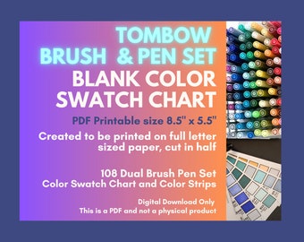 Tombow 108 Set Dual Tip Brush & Pen Marker Colorchart