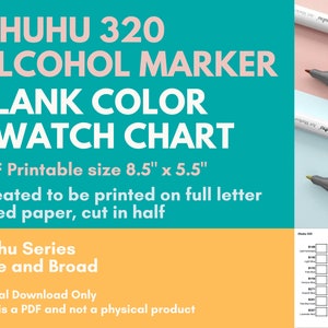 Blank Color Swatch Chart for Ohuhu 320 Oahu Alcohol Markers (Broad & Fine Tip)