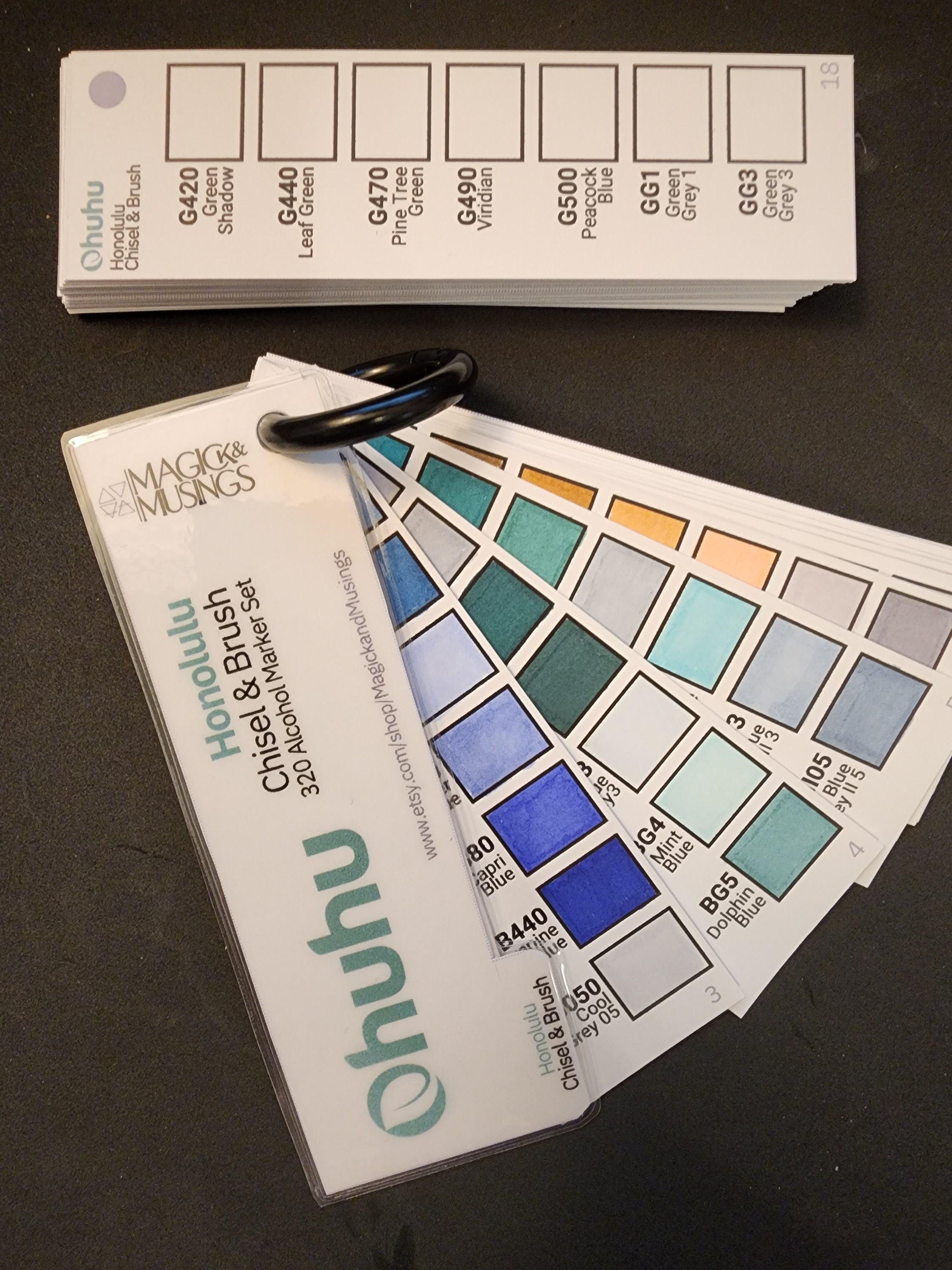 Blank Color Swatch Chart for Ohuhu 320 Honolulu Alcohol Marker Set brush &  Chisel 