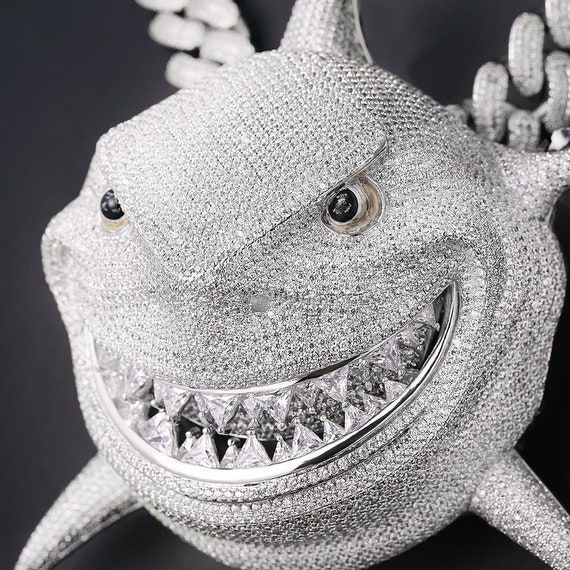 Iced Teeth Shark Pendant 5 Inch Tall 6ix9ine Handcraft Etsy