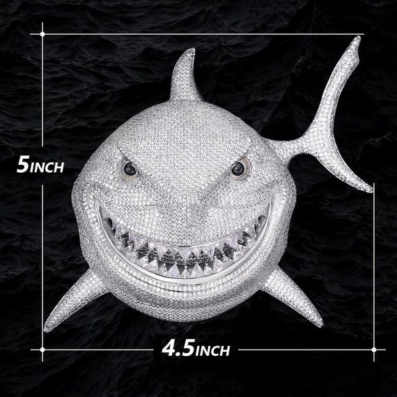 Iced Teeth Shark Pendant 5 Inch Tall 6ix9ine Handcraft Etsy