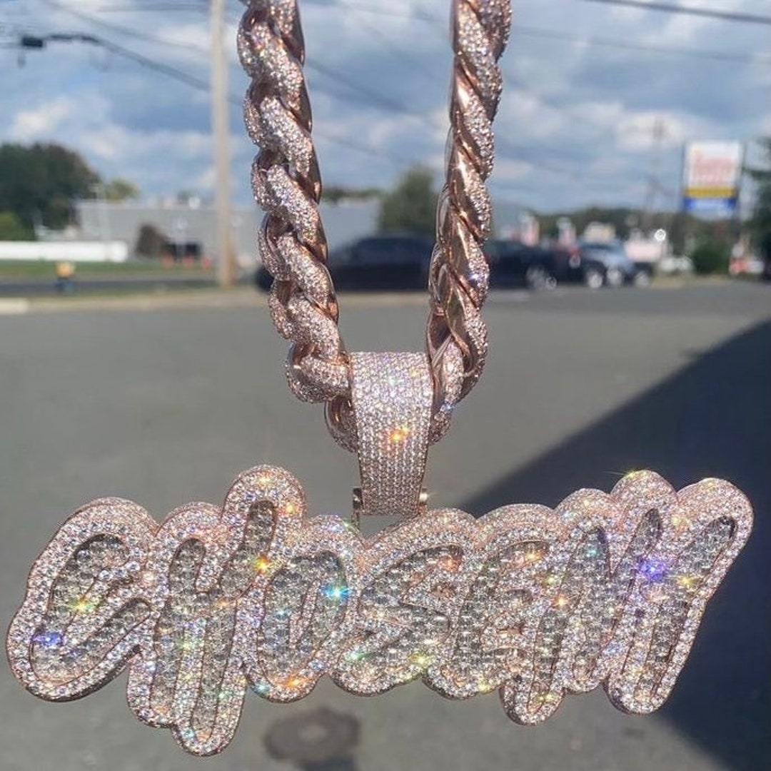 Custom VVS Moissanite Diamond Necklace Pendant Personalized Etsy Canada