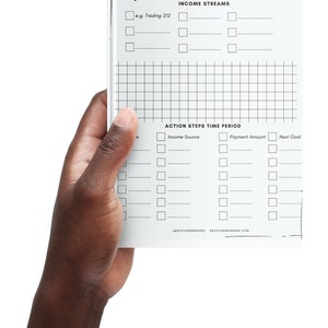 May include: A black and white printable passive income tracker with sections for income streams, action steps, time period, income source, payment amount, and next goal. The tracker includes the text "passive income tracker" and "#backyardbanshee backyardbanshee.com".