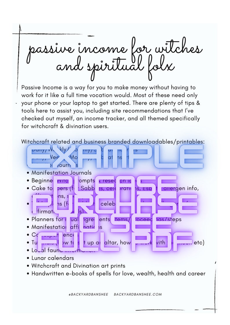 Passive Einkommens-Tracker Side Hustle Ideen Arbeiten von zu Hause aus Liste der Ideen für Hexen, Bosschalter, Etsy Verkäufer und spirituelle Leute Bild 9