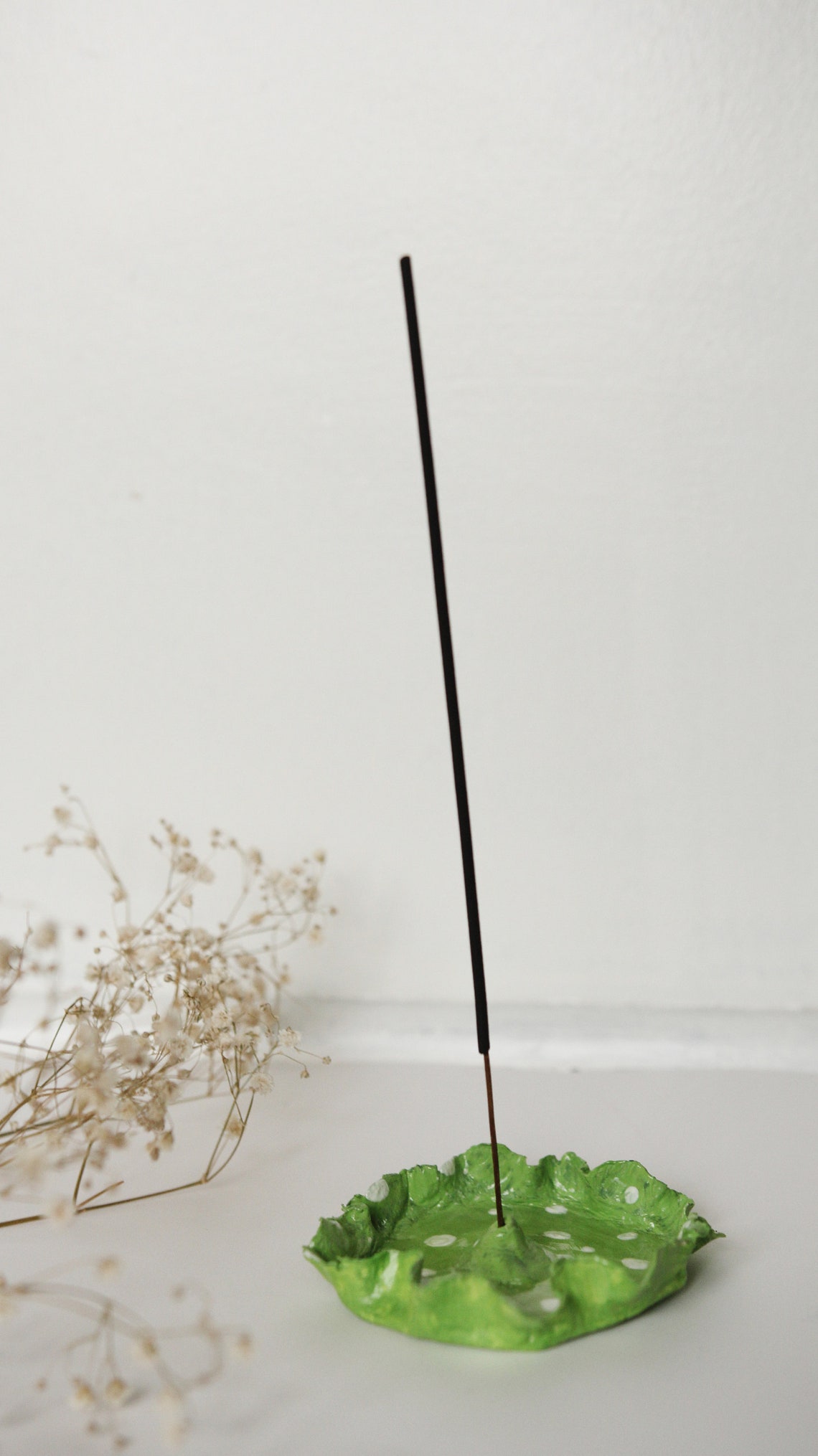 Handmade Clay Incense Stick Holder Dish Green Spotty Hand Etsy