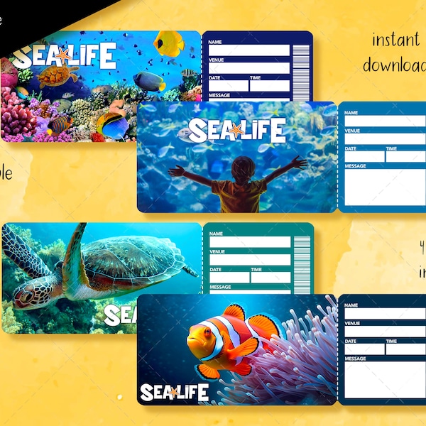 SEA LIFE Aquarium-Ticket, druckbares Überraschungsticket, bearbeitbares Faux-Event-Einlass-Souvenir-Andenken-Geschenkticket